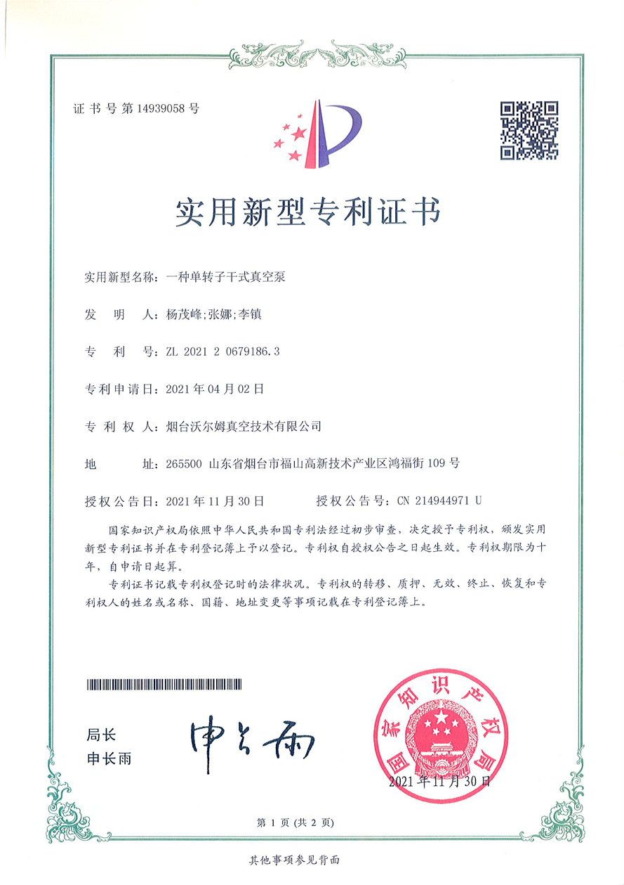 一種單轉(zhuǎn)子干式真空泵